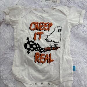 White Baby Bodysuit "Creep It Real" Graphic